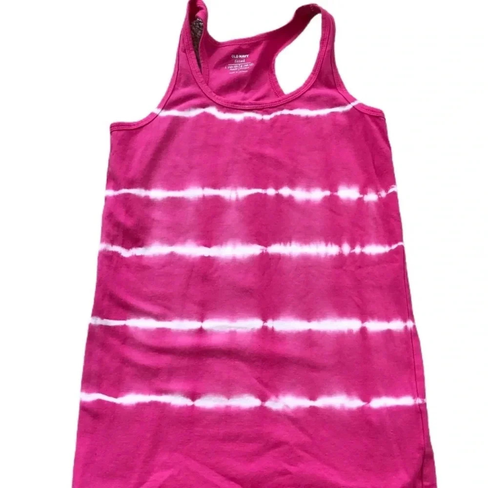 OLD NAVY EUC GIRLS PINK WHITE TANK TOPS SUMMER GIRL SHIRT TSHIRTS SIZE L 10 12